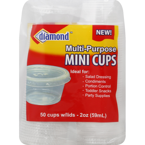 Plates, Bowls, Cups & Flatware Diamond Cups, with Lids, Mini, 2 Ounce hero