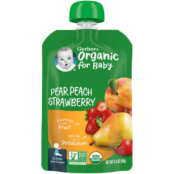 Baby Food & Formula Gerber Baby Food Pear Peach Strawberry Pouch hero