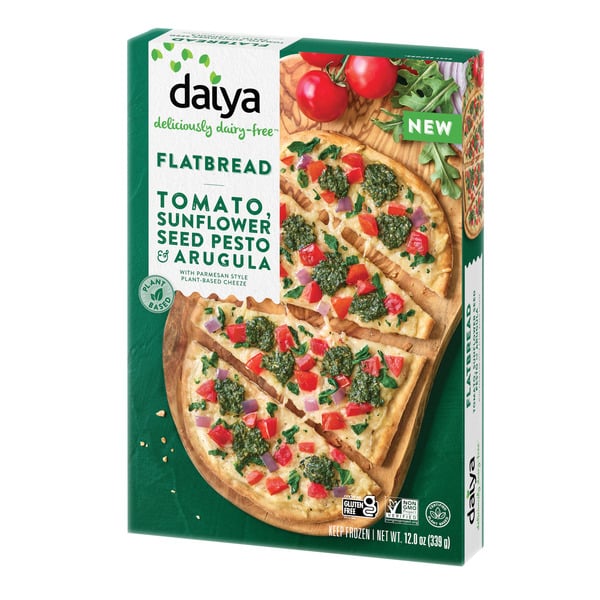 Daiya Tomato, Sunflower Seed Pesto & Arugula Flatbread Pizza hero