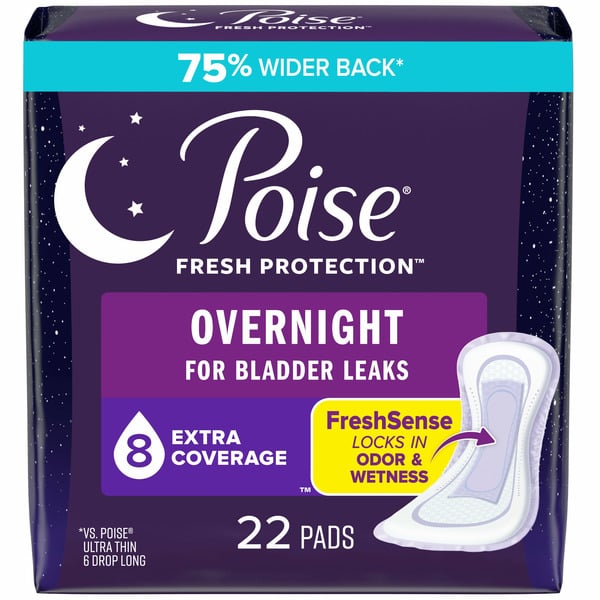 Baby Bath & Body Care Poise Overnight Incontinence Pads, Extra Coverage hero