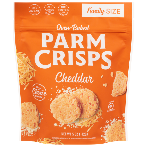 Crackers ParmCrisps Cheese Snack, Cheddar, Oven-Baked, Family Size hero