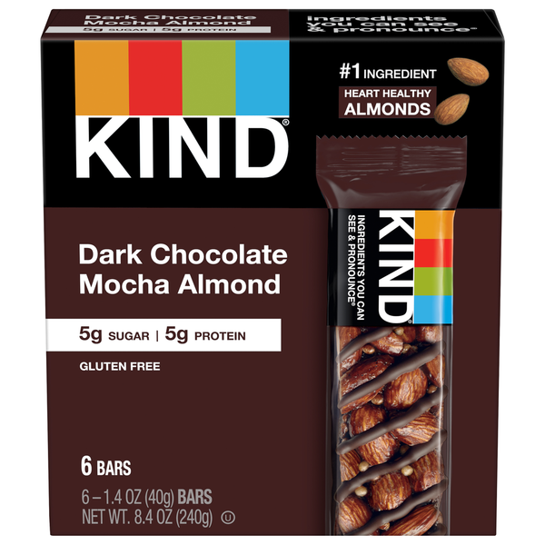 Protein, Energy & Granola Bars KIND Dark Chocolate Mocha Almond hero