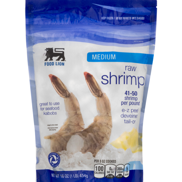 Frozen Shrimp & Shellfish Food Lion Medium Raw Shrimp, 41-50ct hero