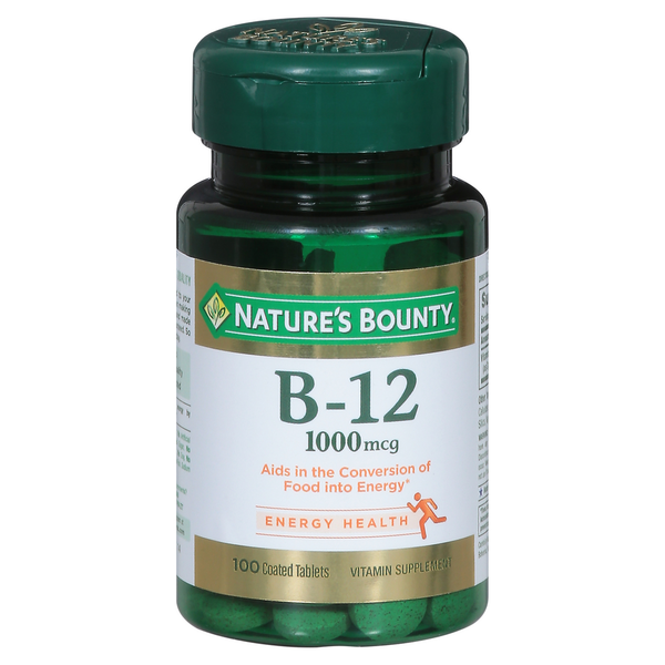 Vitamins & Supplements Nature's Bounty Vitamin B12, Energy Health, 1000 mcg, Tablets hero