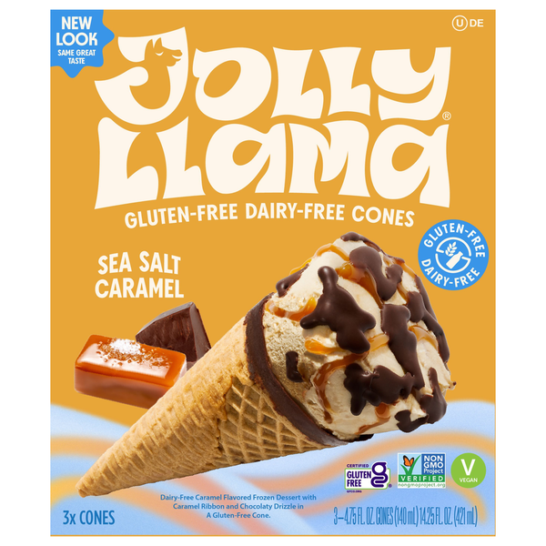 Ice Cream & Ice Jolly Llama Cones, Dairy-Free, Gluten-Free, Sea Salt Caramel hero