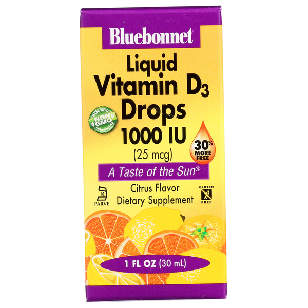 Vitamins & Supplements Bluebonnet Liquid Vitamin D3 Drops 1000 Iu hero