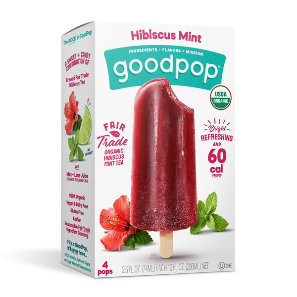 Ice Cream & Ice GoodPop Hibiscus Mint, Organic Frozen Fruit Bars hero