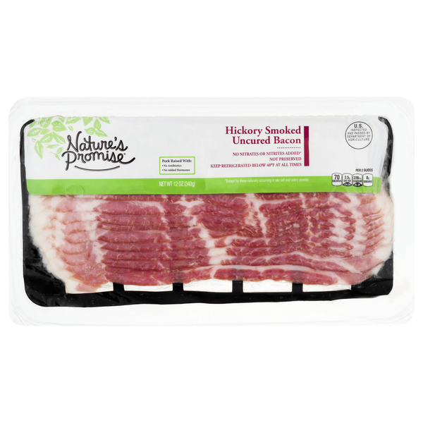 Frozen Meat & Seafood Nature's Promise Bacon, Uncured, Hickory Smoked hero