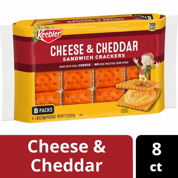 Crackers Keebler Sandwich Crackers, Single Serve Snack Crackers, Cheese and Cheddar hero