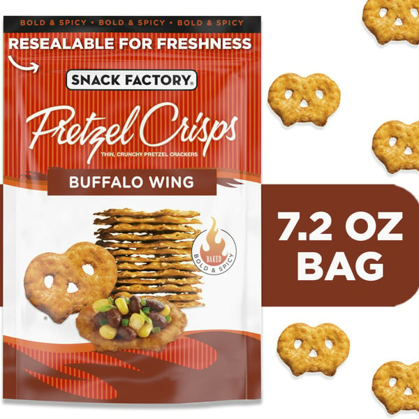 Crackers Snack Factory Buffalo Wing Pretzel Crisps hero