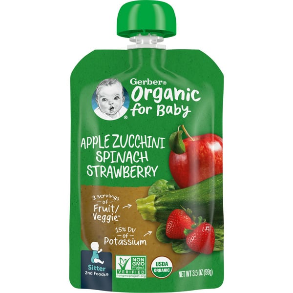 Baby Food & Formula Gerber Baby Food Apple Zucchini Spinach Strawberry Pouch hero