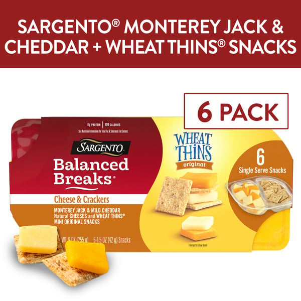 Sargento Balanced Breaks® Monterey Jack & Mild Cheddar Cheeses and WHEAT THINS® hero