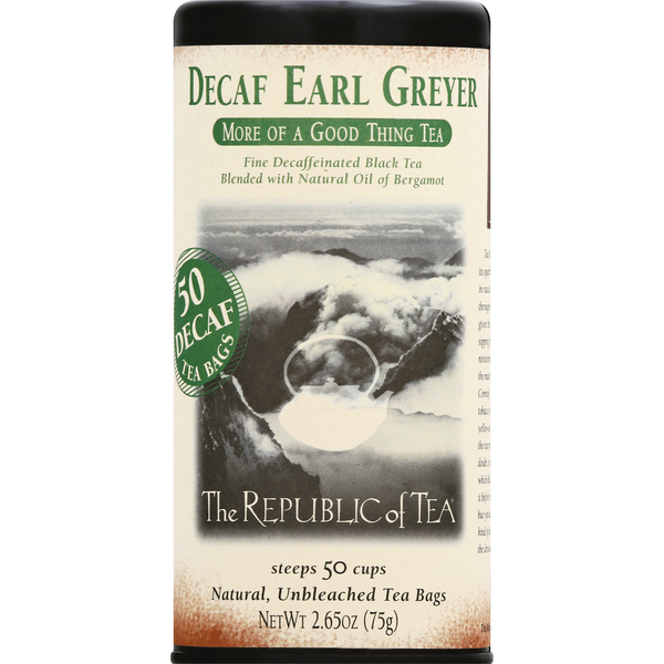 Tea The Republic of Tea Black Tea, Decaf Earl Greyer, Bags hero