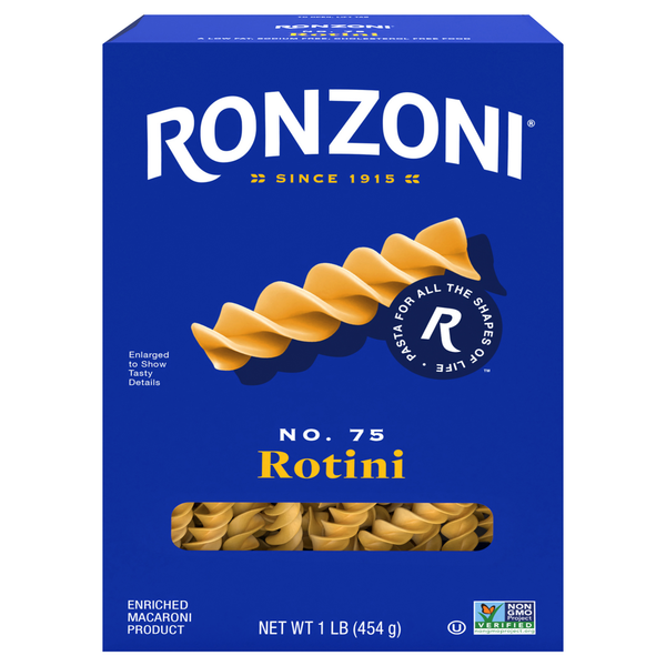 Dry Pasta Ronzoni Rotini, 16 oz, Non-GMO Spiral Corkscrew Pasta hero