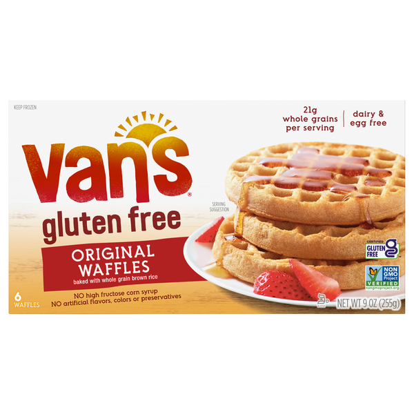 Frozen Breakfast Van's Foods Simply Delicious Gluten-Free Waffles, Totally Original hero