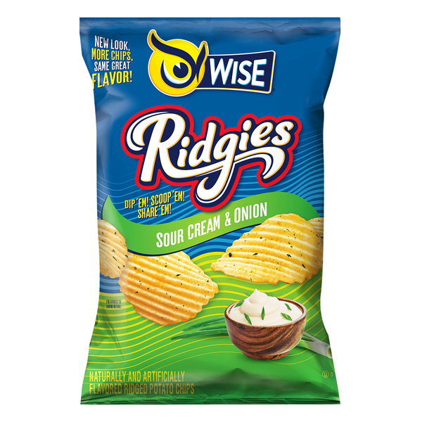 Wise Potato Chips, Ridged, Sour Cream & Onion hero