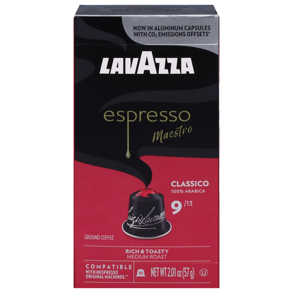 Coffee Lavazza Coffee, Ground, Medium Roast, Classico, Espresso Maestro, Aluminum Capsules hero