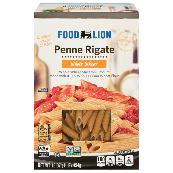 Dry Pasta Food Lion Penne Rigate, Whole Wheat hero