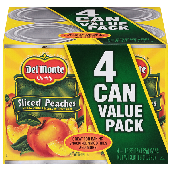 Canned Fruit & Applesauce Del Monte Peaches, Sliced, Value Pack hero