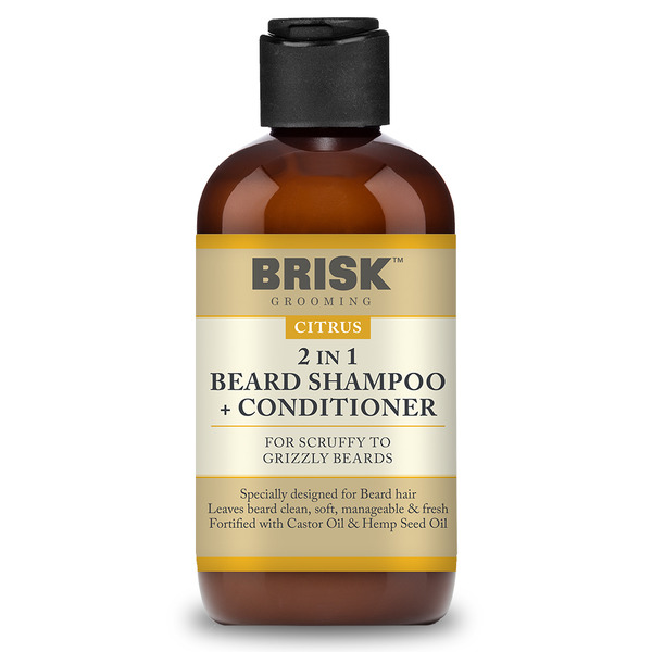 Brisk Grooming 2 in 1 Beard Shampoo + Conditioner, Citrus hero