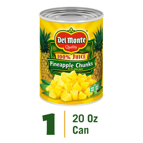 Canned Fruit & Applesauce Del Monte Pineapple Chunks in 100% Juice, Canned Fruit hero