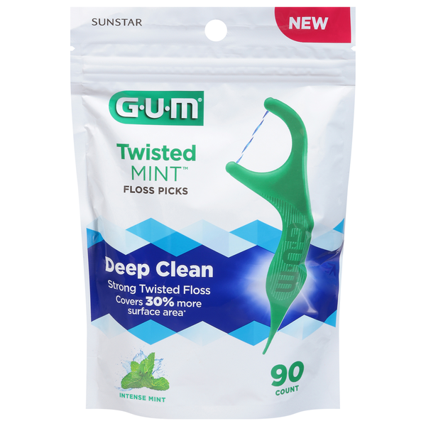 GUM Floss Picks, Deep Clean, Twisted Mint hero