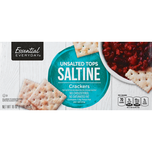 Crackers Essential Everyday Crackers, Saltine, Unsalted Tops hero