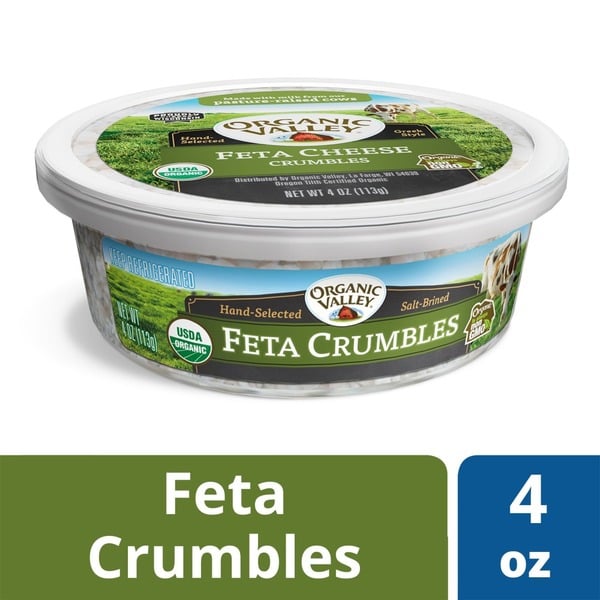 Packaged Cheese Organic Valley Salt Brined Organic Feta Cheese Crumbles hero