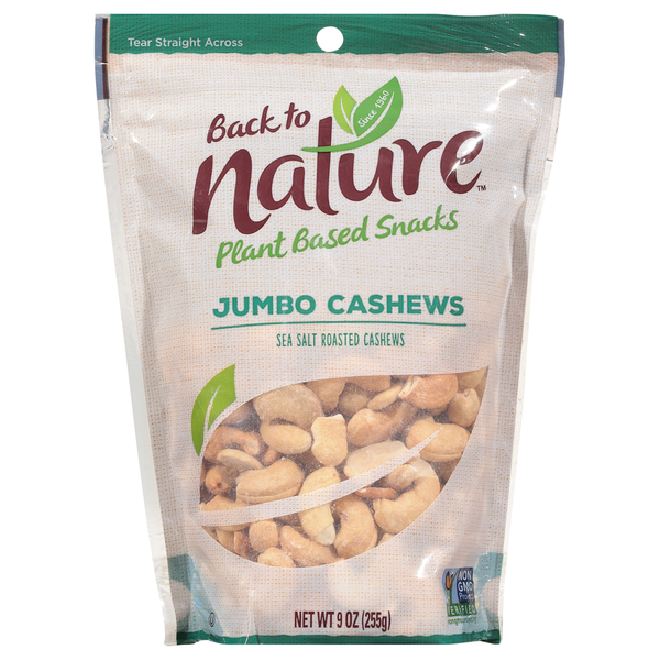 Nuts, Seeds & Dried Fruit Back to Nature Cashews, Jumbo, Plant Based Snacks hero