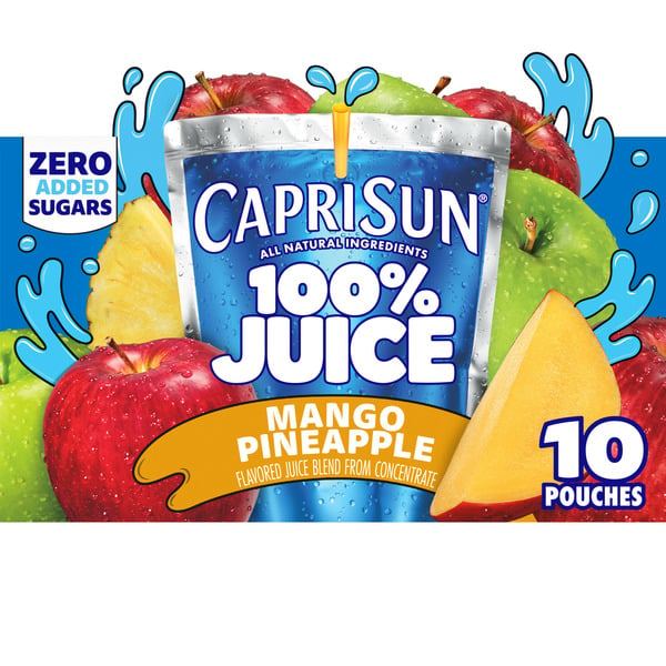 Juice & Nectars Capri Sun Mango Pineapple Naturally Flavored Kids Juice Blend Drink Pouches hero