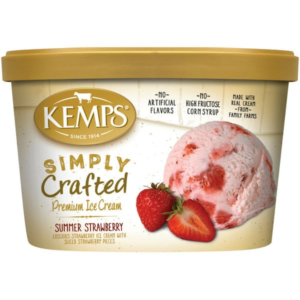 Ice Cream & Ice Kemps Simply Crafted Premium Ice Cream, Summer Strawberry hero