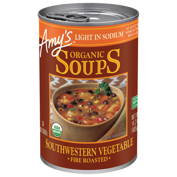 Soup, Broth & Bouillon Amy's Kitchen Light in Sodium Fire Roasted Southwestern Vegetable Soup hero