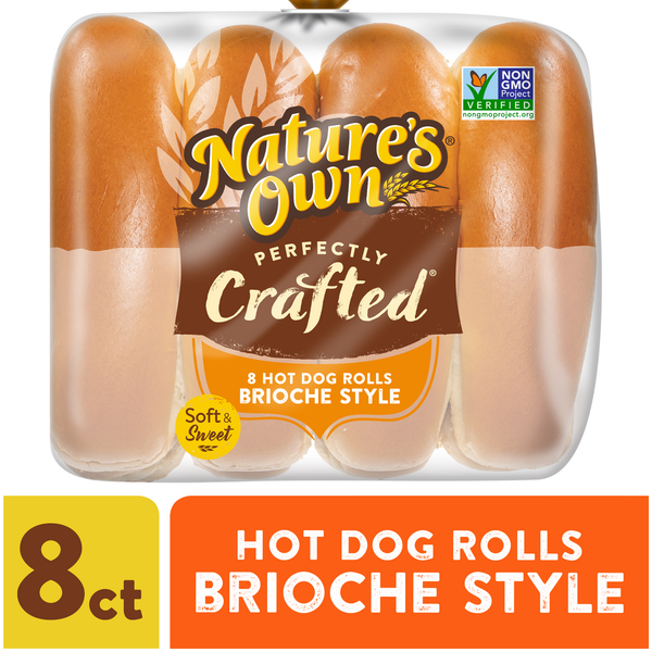 Misc. Bread, Rolls, & Buns Nature's Own Perfectly Crafted Brioche Style Hot Dog Buns, Non-GMO Hot Dog Rolls, 8 Count hero