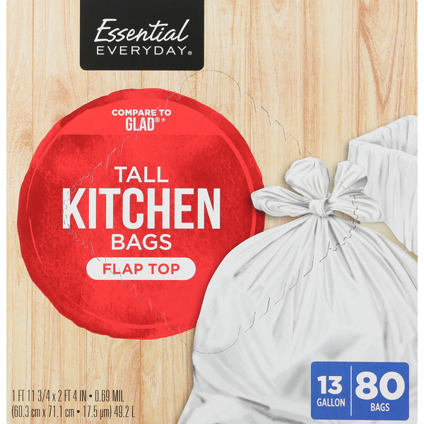 Trash Bags & Liners Essential Everyday Kitchen Bags, Tall, Flap Top hero