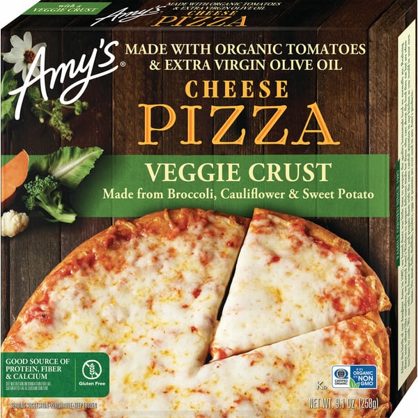 Amy's Kitchen Gluten Free Cheese Veggie Crust Pizza hero