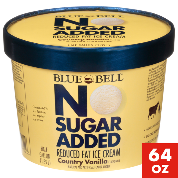 Ice Cream & Ice Blue Bell No Sugar Added Country Vanilla Ice Cream, Reduced Fat hero