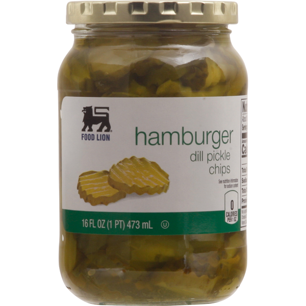 Pickled Goods & Olives Food Lion Pickle Chips, Dill, Hamburger hero