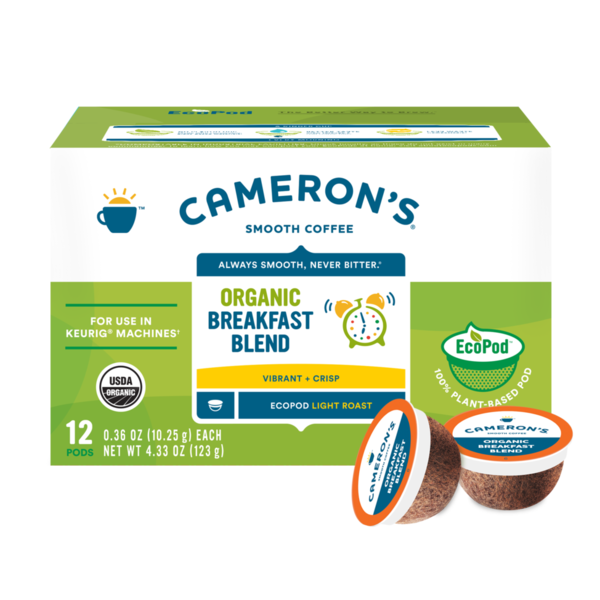 Coffee Cameron's Coffee, Organic, Light Roast, Breakfast Blend, EcoPod hero