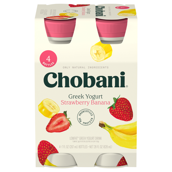 Chobani Yogurt Drink, Greek, Lowfat, Strawberry Banana hero