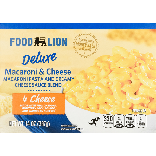 Instant Foods Food Lion Macaroni & Cheese, Deluxe, 4 Cheese hero