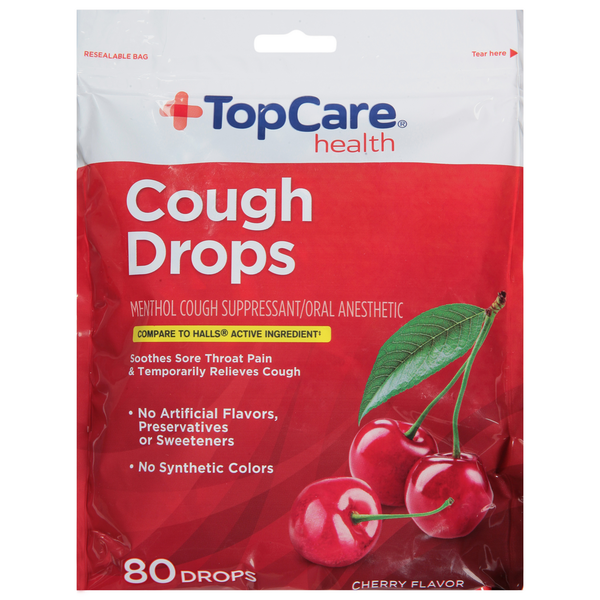 Cold, Flu & Allergy TopCare Cough Drops, Cherry Flavor hero