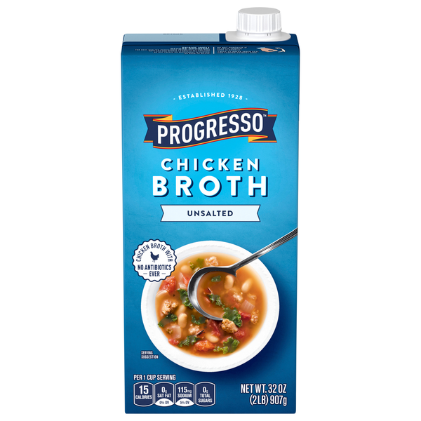 Soup, Broth & Bouillon Progresso Broth, Chicken, Unsalted hero