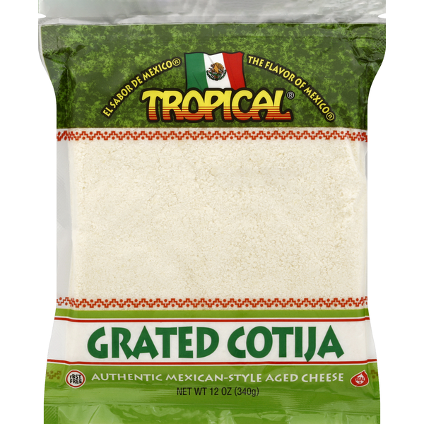 Specialty Cheeses Tropical Cheese, Grated, Cotija hero