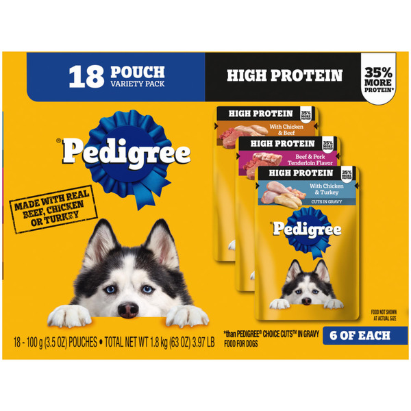 Dog Food Pedigree High Protein Adult Wet Dog Food Pouches, Variety Pack hero