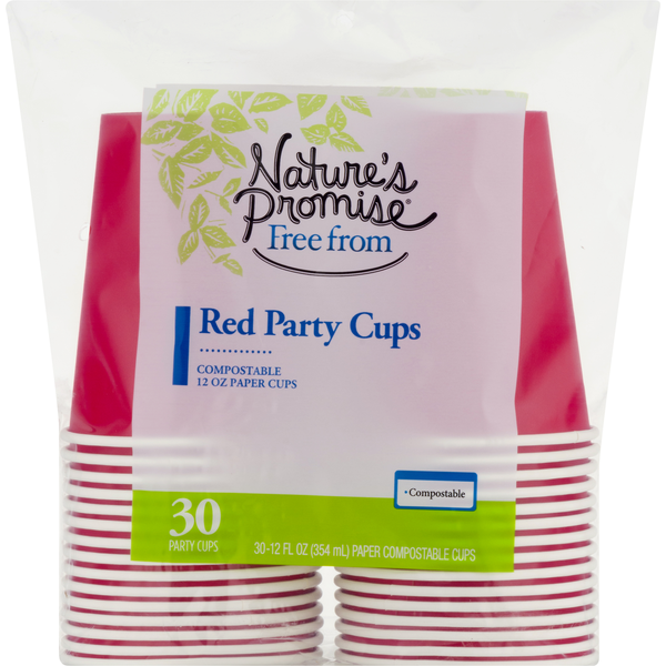 Plates, Bowls, Cups & Flatware Nature's Promise Party Cups, Red, 12 Ounce hero