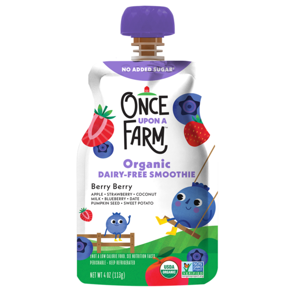 Refrigerated Once Upon a Farm Organic Berry Dairy-Free Kids Smoothie Pouch hero