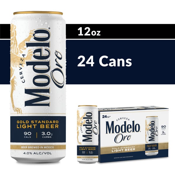 Modelo Oro Mexican Lager Import Lower Calorie* Light Beer Cans hero