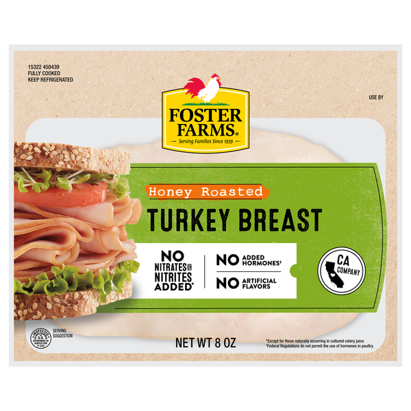 Lunch Meat Foster Farms Sliced Honey Roasted Turkey Breast hero