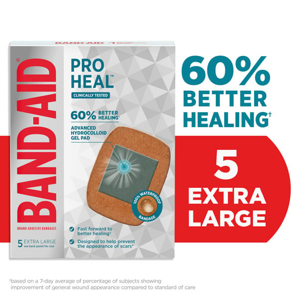 BAND-AID Extra Large Pro Heal Bandages + Hydrocolloid Pads hero