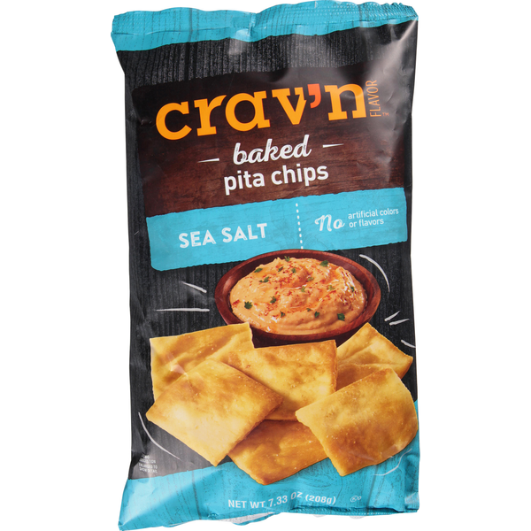 Chips & Pretzels Crav'n Flavor Pita Chips, Sea Salt, Baked hero